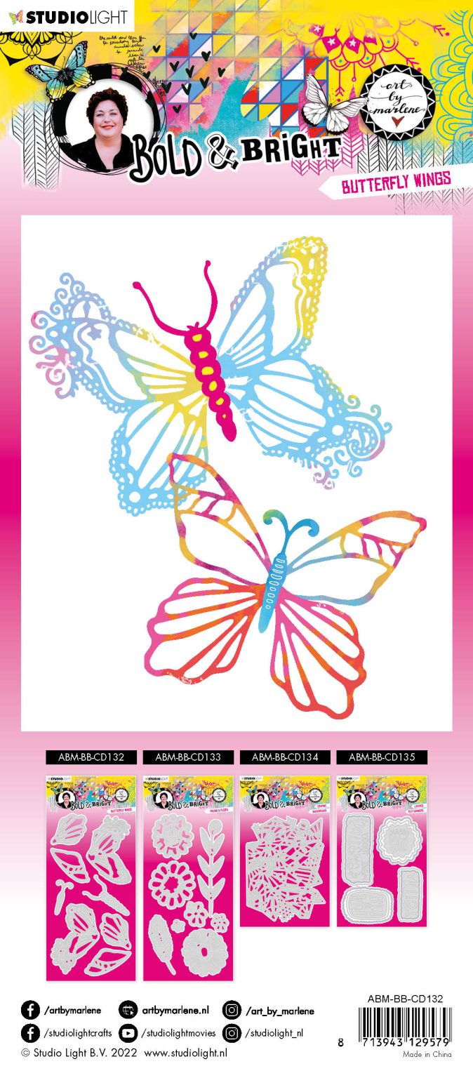 ABM Cutting Die Butterfly wings Bold & Bright 110x210x1mm 8 PC nr.132 - Afbeelding 2