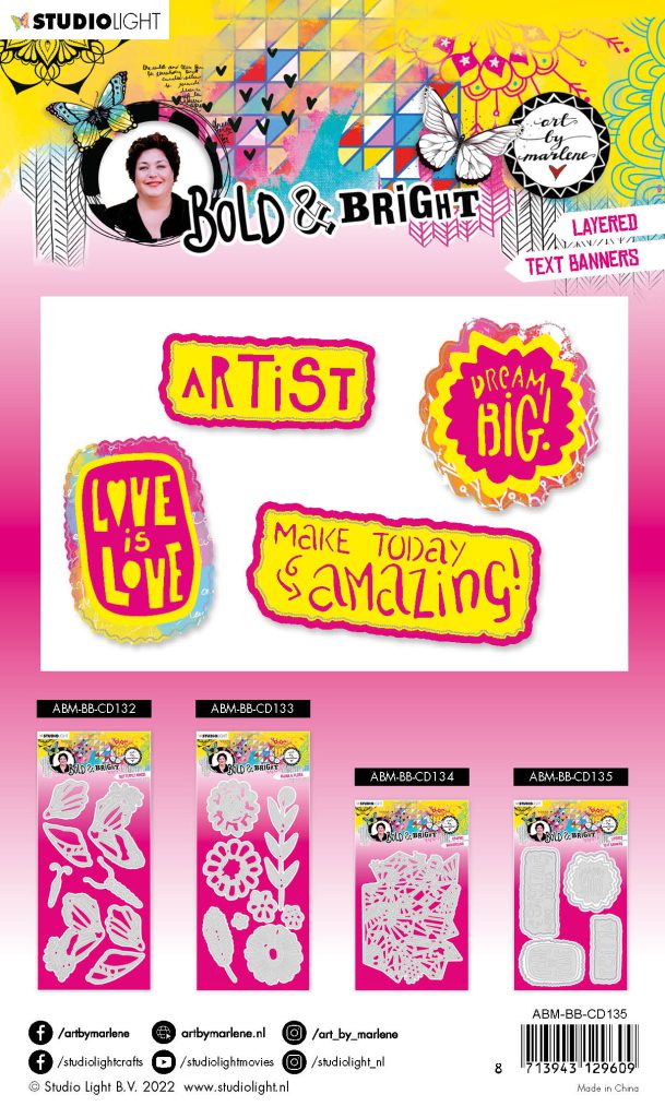 ABM Cutting Die Layered tekst banners Bold & Bright 100x160x1mm 10 PC nr.135