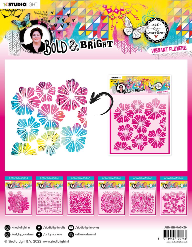 ABM Mask Vibrant flowers Bold & Bright 200x200x1mm 1 PC nr.69 - Afbeelding 2