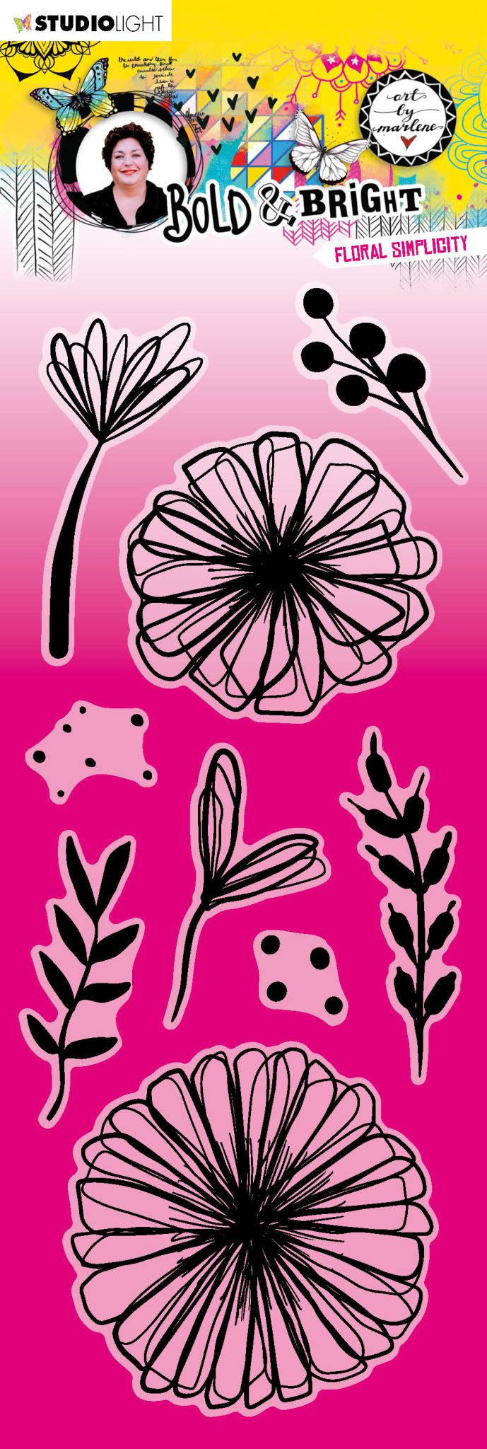 ABM Clear Stamp Floral simplicity Bold & Bright 100x240x3mm 9 PC nr.122 - Afbeelding 2