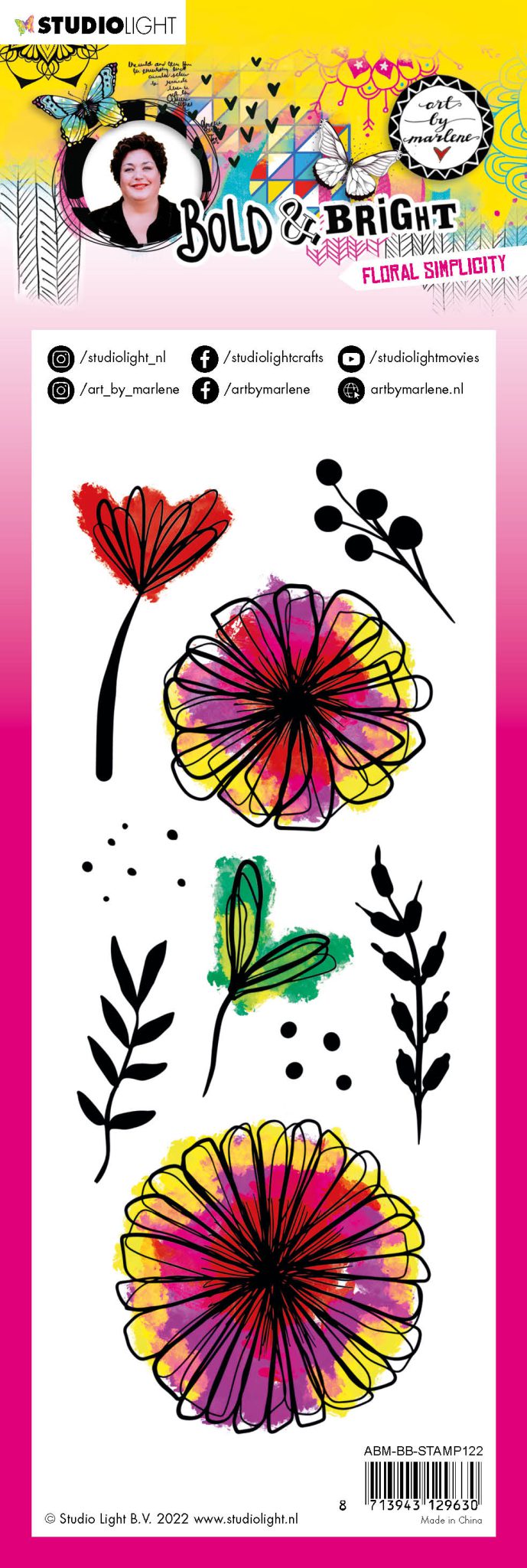 ABM Clear Stamp Floral simplicity Bold & Bright 100x240x3mm 9 PC nr.122