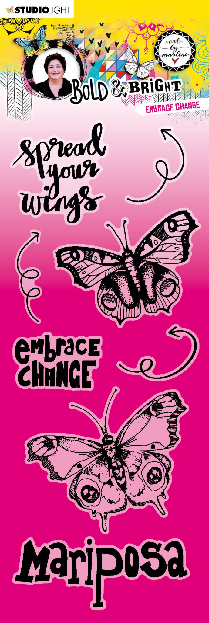 ABM Clear Stamp Embrace change Bold & Bright 100x240x3mm 8 PC nr.123 - Afbeelding 2