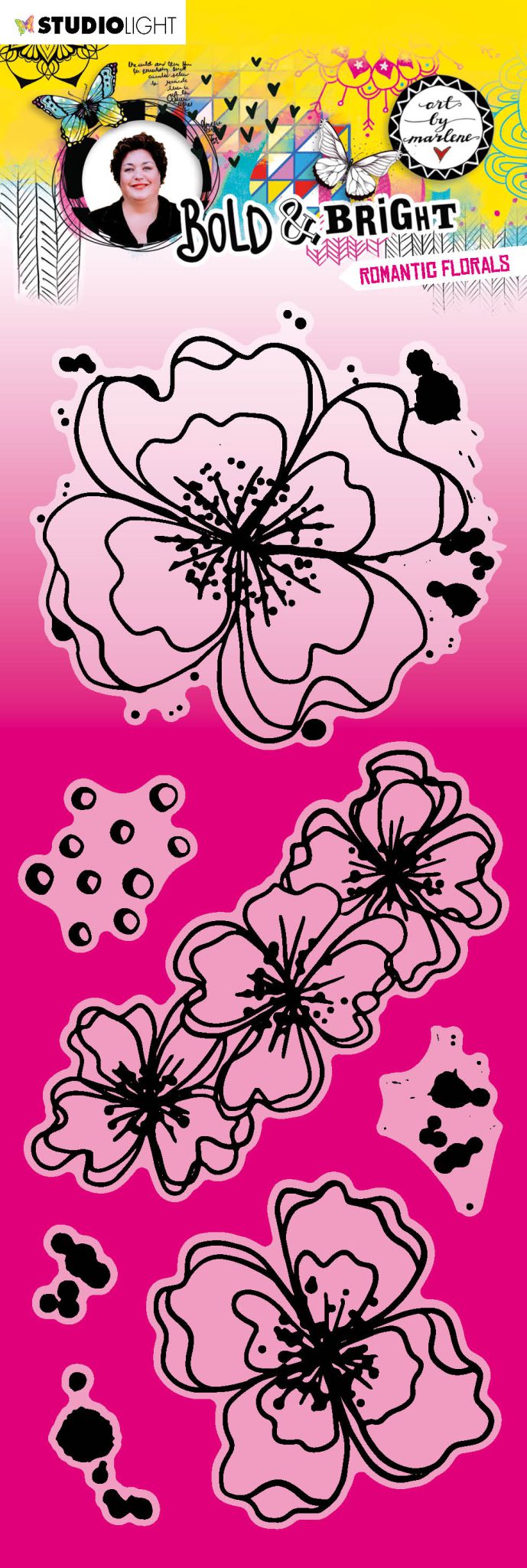 ABM Clear Stamp Romantic florals Bold & Bright 100x240x3mm 7 PC nr.124