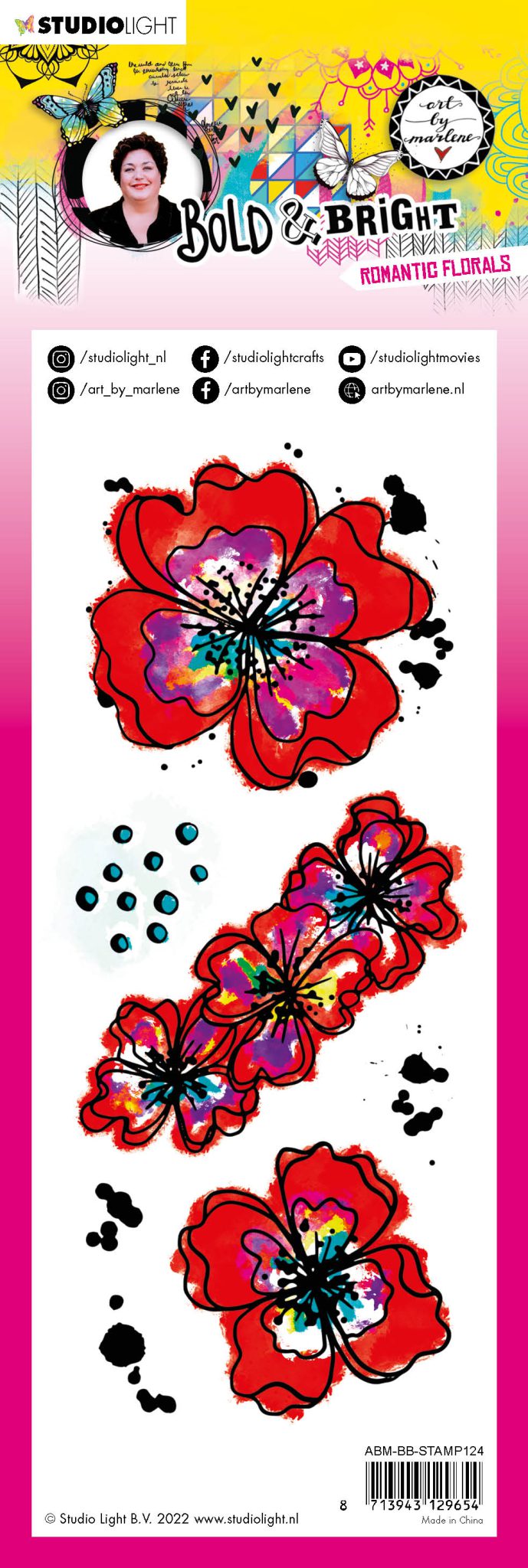 ABM Clear Stamp Romantic florals Bold & Bright 100x240x3mm 7 PC nr.124 - Afbeelding 2