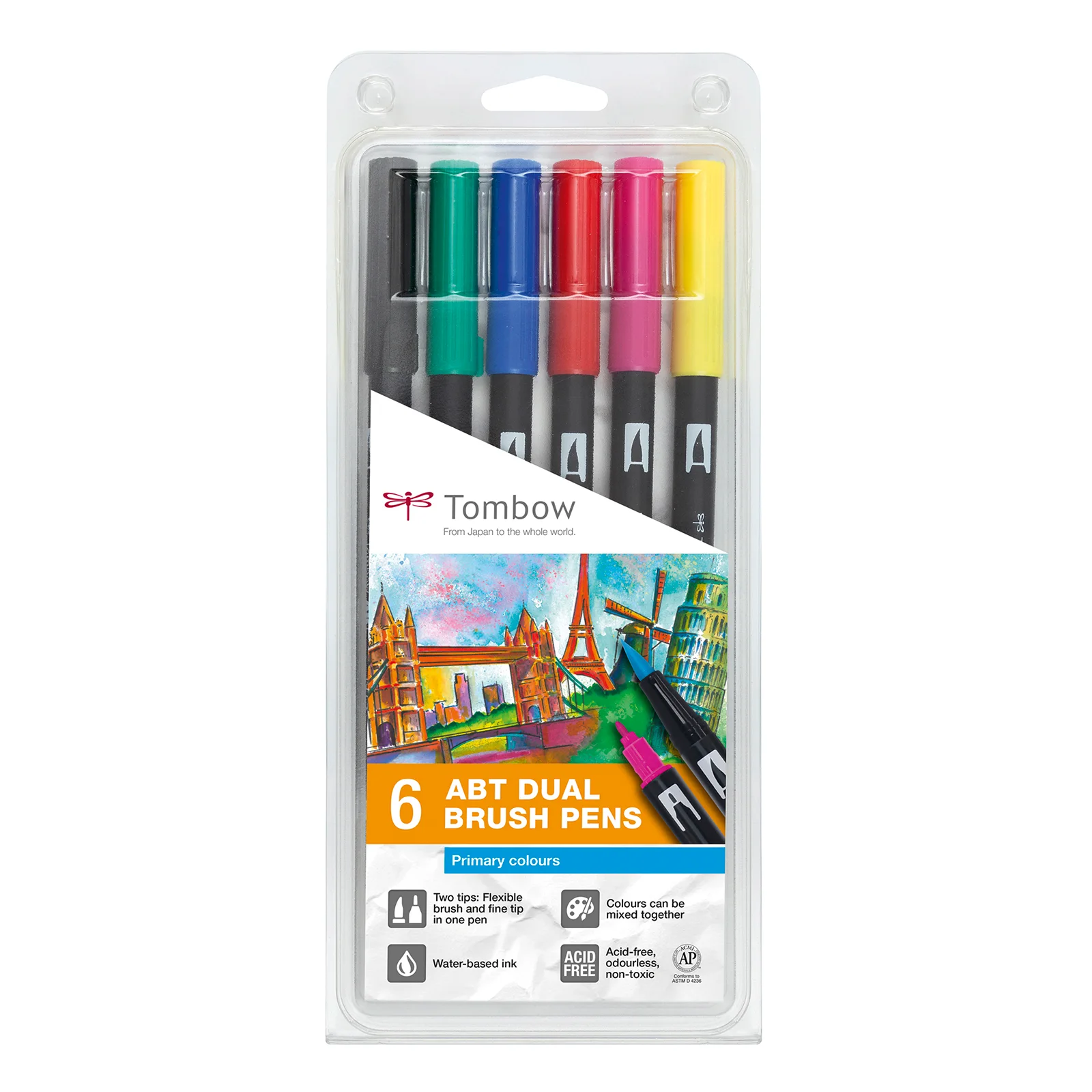 Tombow • Brush pen ABT dual brush pen set Primary colours 6pcs